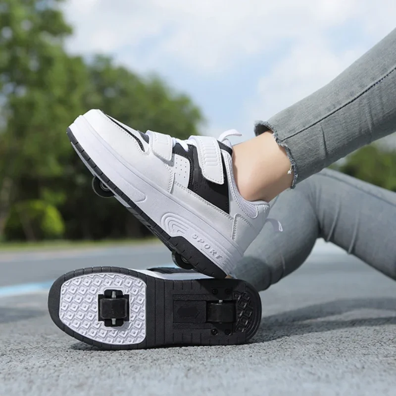 

Роликовые коньки для мальчиков и девочек, двойные колеса, съемные прогулочные роликовые коньки, модная уличная спортивная обувь двойного назначения