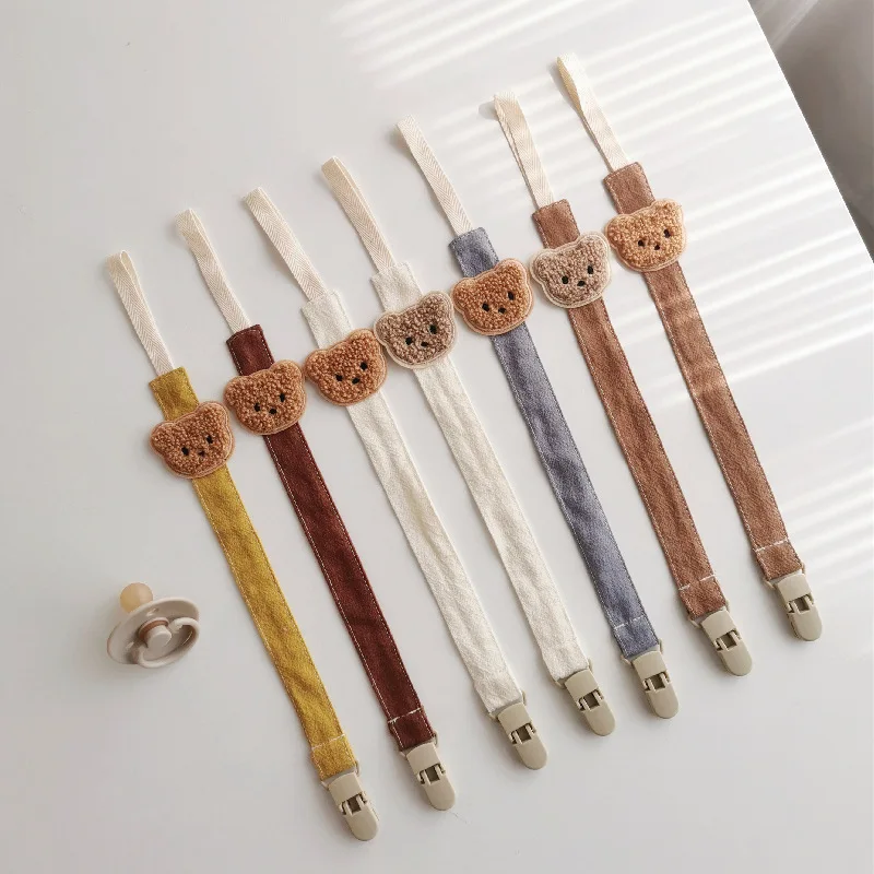Cute Bear Baby Pacifier Chain Clips Holders Cartoon Anti-drop Chain Teething Clips Teether Toy Soother Pacifier Strap Chain Clip