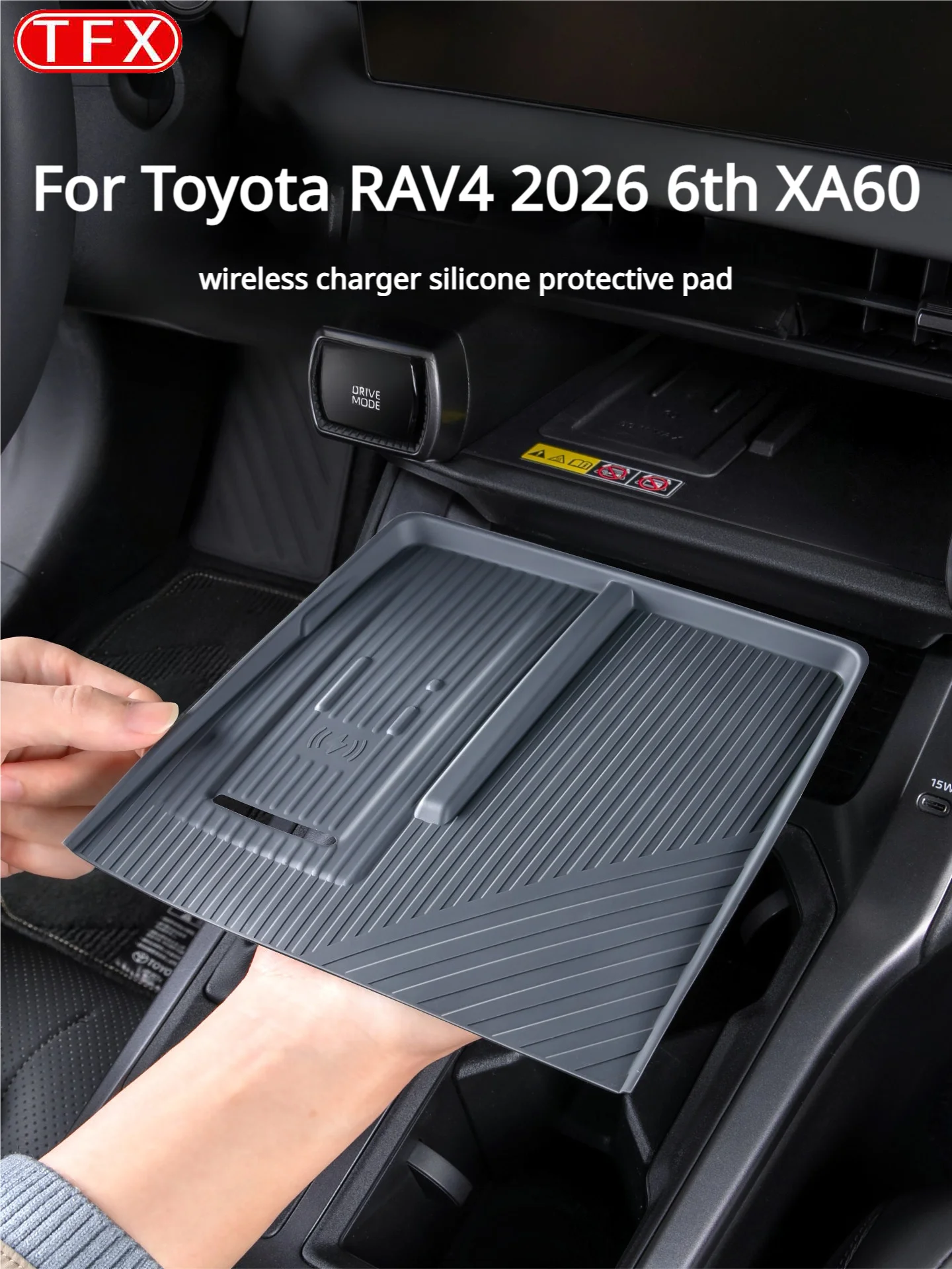 

For Toyota RAV4 2026 6th XA60 Car Styling Center Console Wireless Charger Silicone Storage Mat Tray Non-Slip Durable Accessories