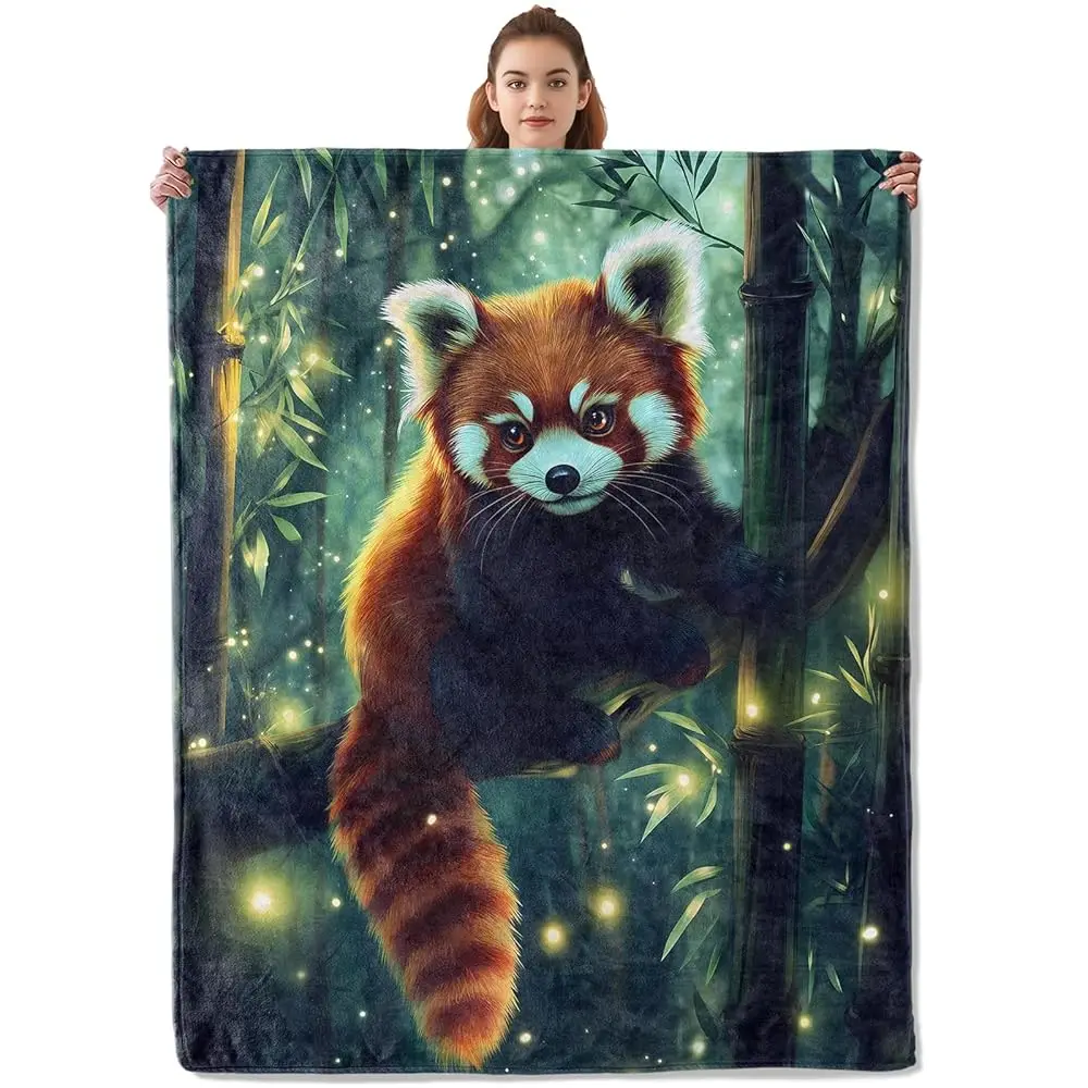 

Able Red Panda Blanket - Soft & Cozy Warm Flannel Throw - Plush Lightweight Blankets For Travel, Sofa, Bedroom, Office - Gifts