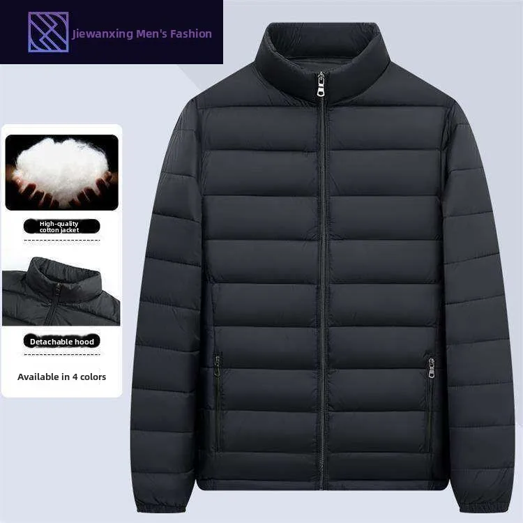 

Ultra-Thin Men's down Cotton Jacket Lightweight Durable Polyester Fiber Waterproof Breathable Long Style Fashionable Casual Wear
