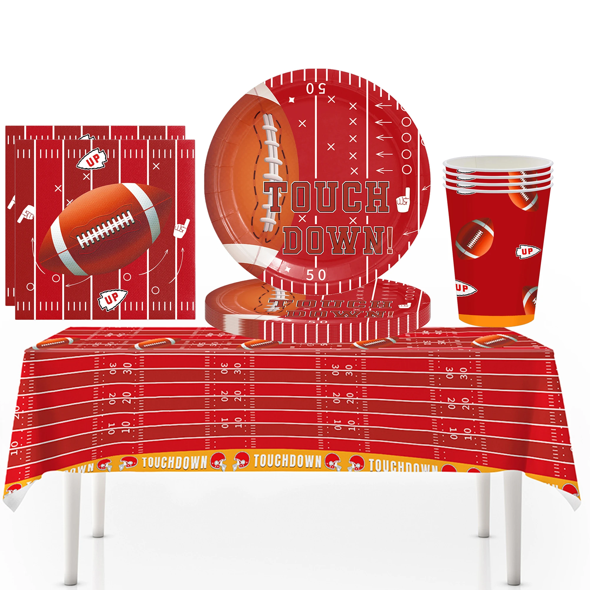 American Football Party Supplies Boys Sport Themed Party Decor American Rugby Plate Napkin Cup Tablecloth Disposable Tableware