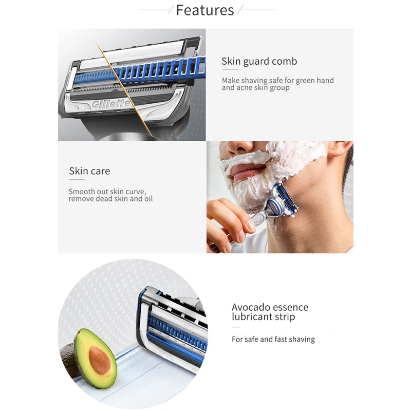 Gillette Skinguard Бритва для бритья бороды Безопасная мужская бритва для чувствительной кожи Прямая ручная бритва для красоты лица