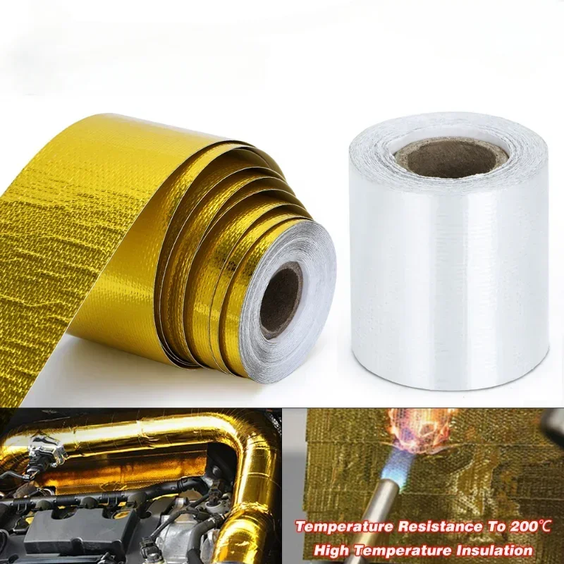 

5m Gold Car Motorcycle Exhaust Wrap Pipe Header Heat Insulation Roll Tape Turbo Heat Exhaust Thermal Wrap Tape