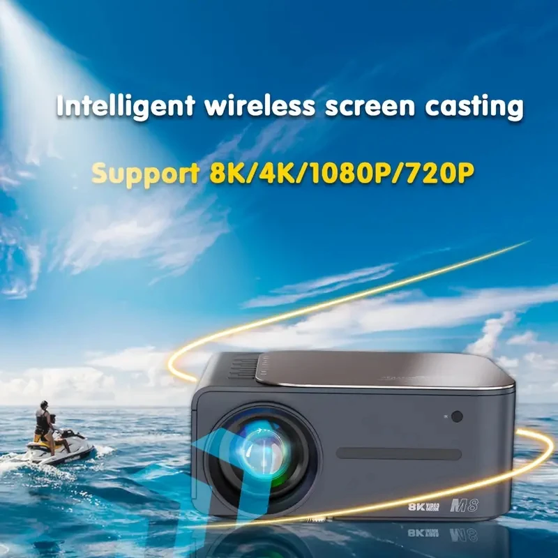 Projetor inteligente android 9 4k 8k wifi6 controle de voz foco eletrônico bt5.0 feixe de cinema em casa projetor full hd 1080p