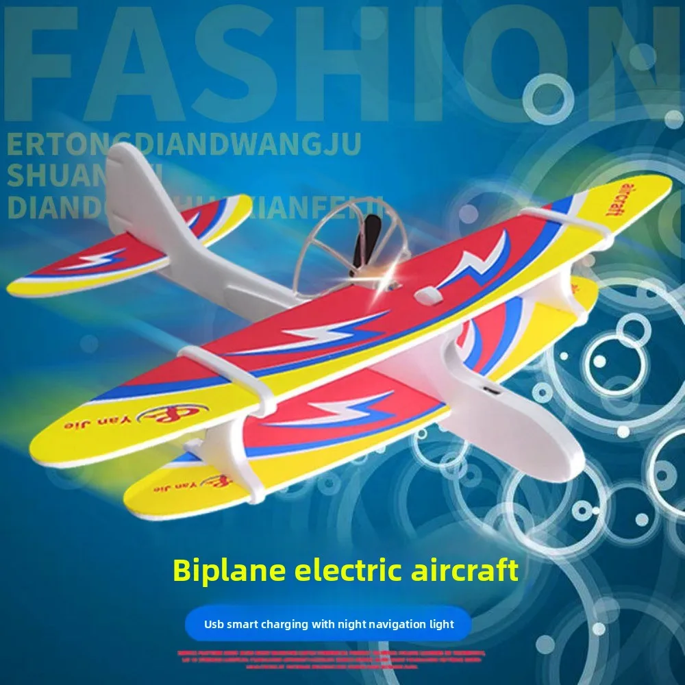 with LED Light Outdoor Electric Foam Glider Popular Multistyles Hand Airplanes Capacitor Kids Toys Ligthweight