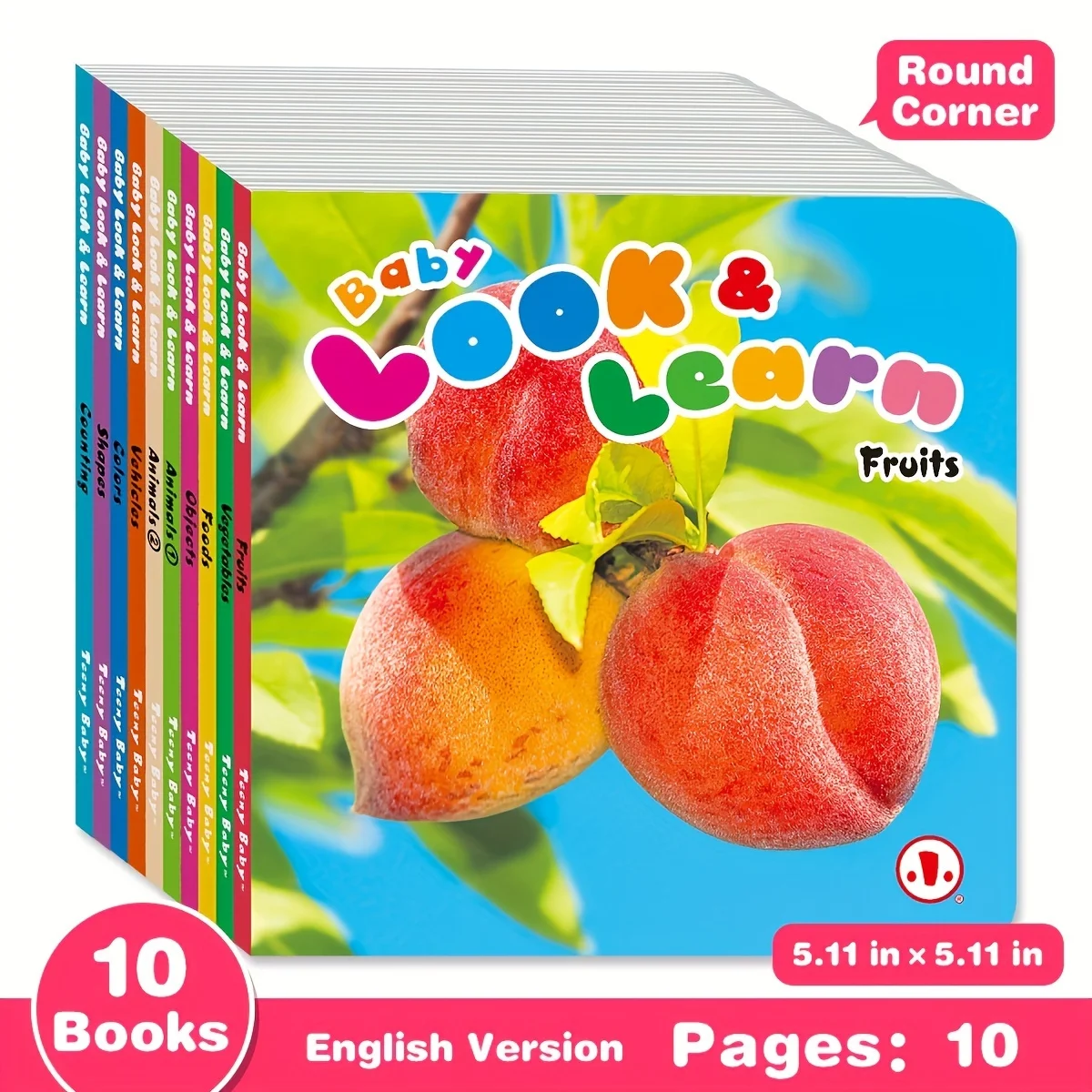 1 box of 10 English Children's Object Recognition and Word Learning Card Books - Gift box set
