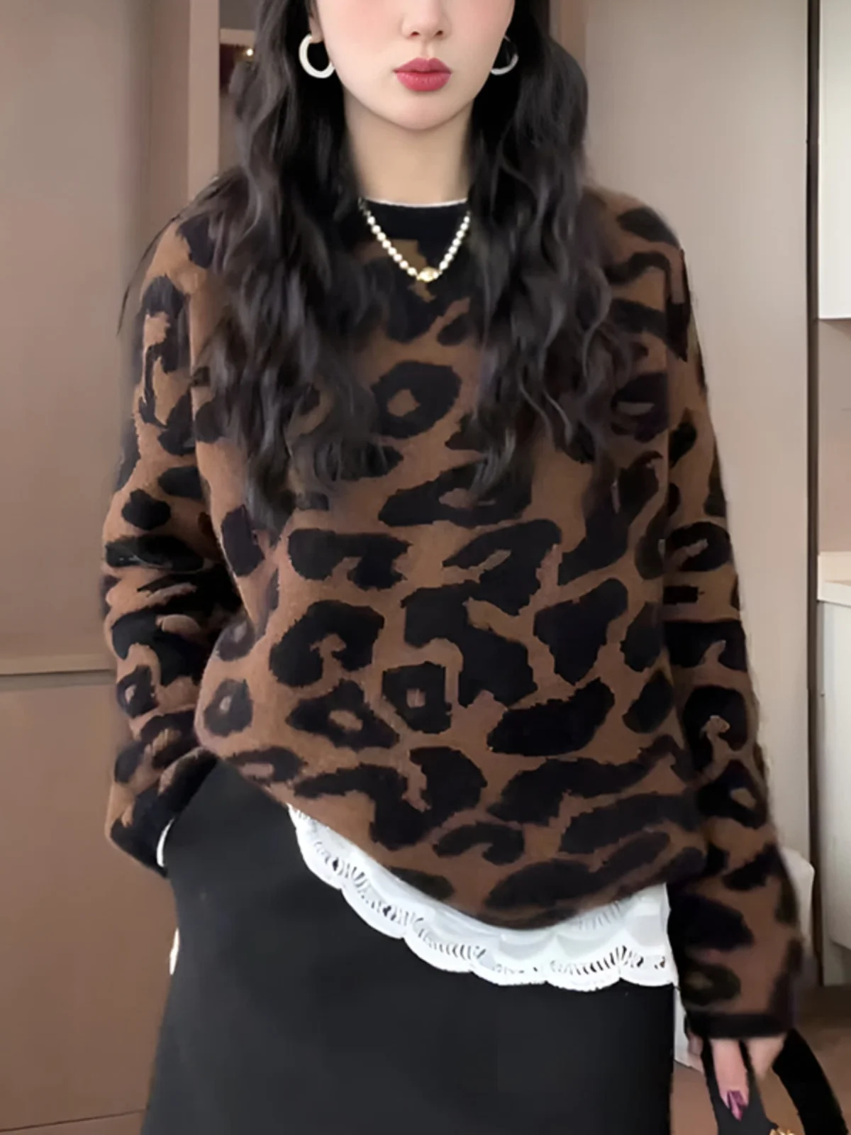 

Новая женская трикотажная кофта с леопардовым принтом Lu: свободная, комфортная, мягкая, уютная, осенне-зимняя, модная, повседневная, с длинным рукавом