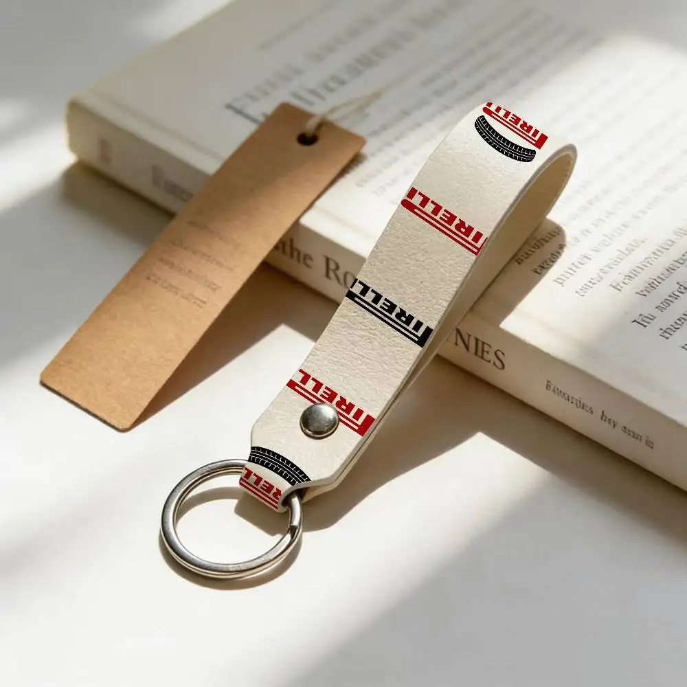 

For Logo PIRELLI High Quality PU Leather Moto Keychain Vintage Style Key Pendant For Scooter Motocross