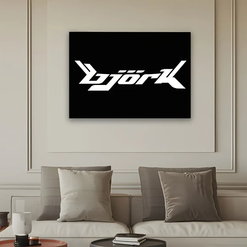 Black Björk Typography Tapestry Wall Hanging Modern Graphic Decor Accent Art Polyester Print for Bedroom Living Room Style Decor