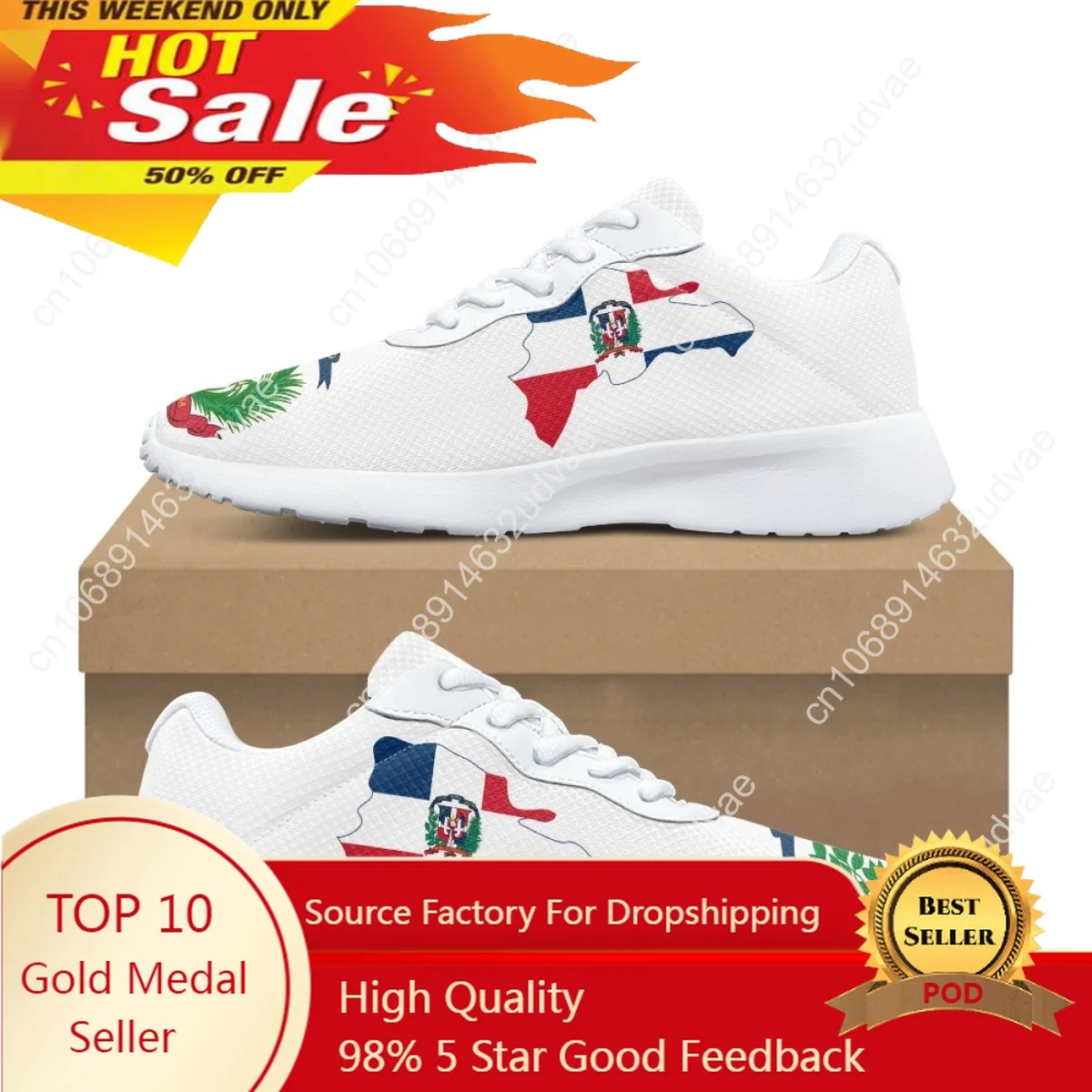 

New Dominican Republic Flag Print Breathable Soft Women Casual Shoes Comfort Shock Absorbing Non-slip Ladies Sneaker for Outdoor