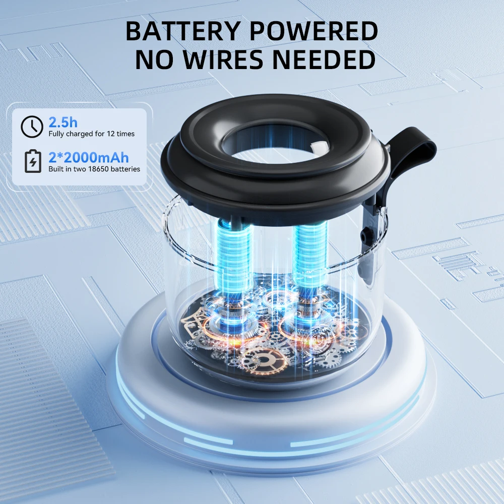 KUNPHY 48kHz Ultrasonic Retainer Cleaner Machine 200ML UV Denture Pod Cleaner 3 Modes with Battery USB for Aligner Jewelry More