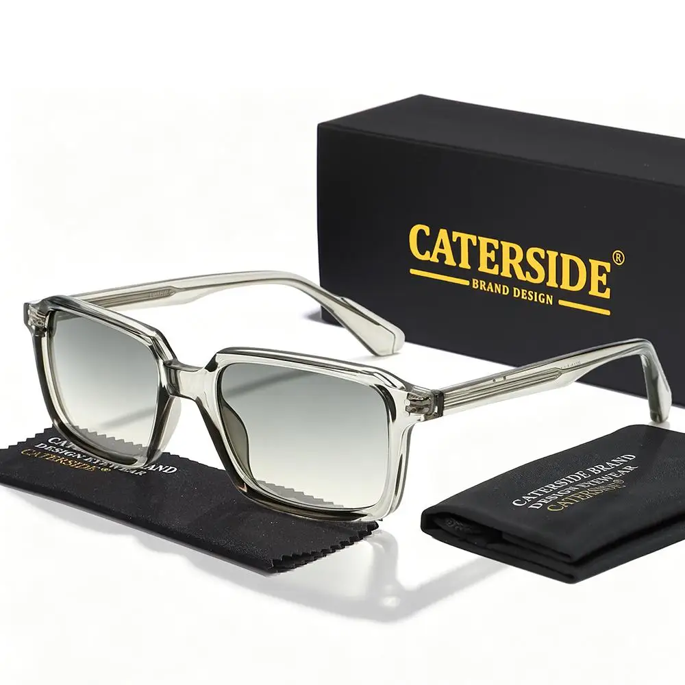 CATERSID Men's Sunglasses Square Frame Cellulose Propionate Temple Tips Sun Glasses Women's Outdoor Travel Driving Glasses UV400