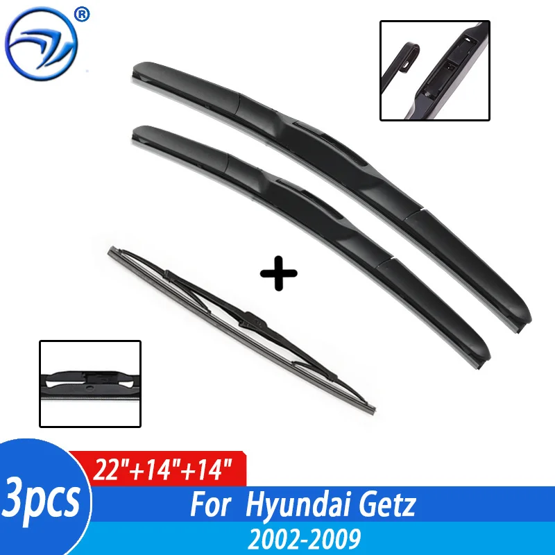 Wiper Front & Rear Wiper Blades Set Kit For Hyundai Getz 2002 03 04 05 06 07 08 09 Windshield Windscreen 22