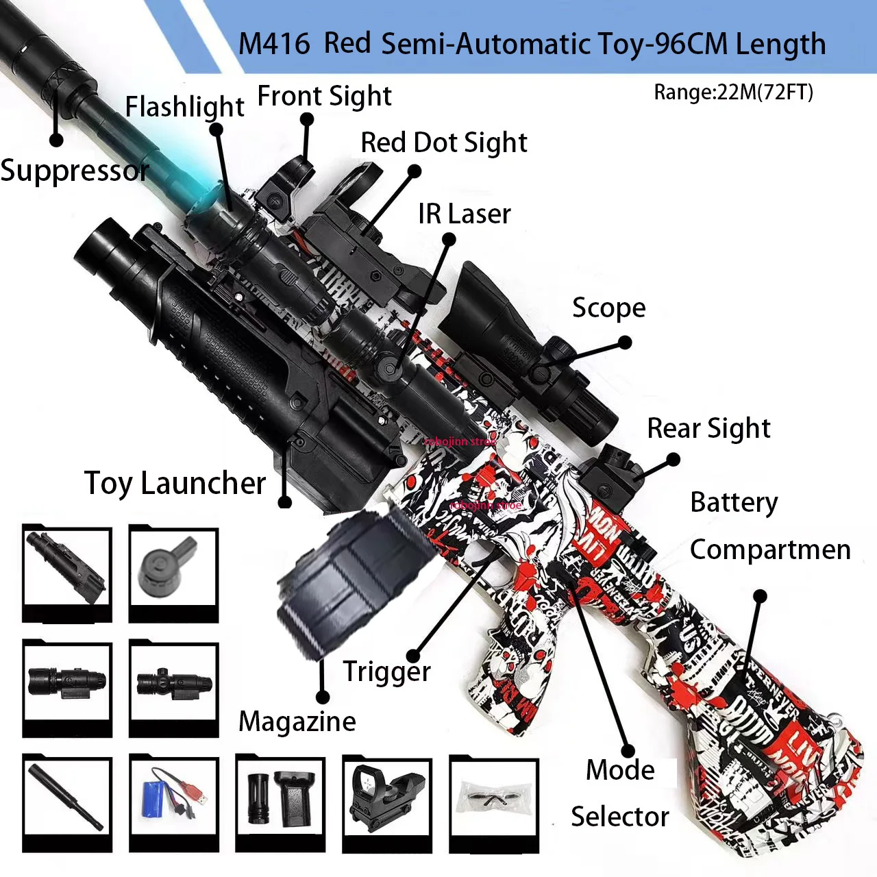 Automatische elektrische Gel-Ball-Blaster-Pistole |   Umweltfreundliches Outdoor-Schießspielzeug mit großer Reichweite für den Teamkampf |   Sichere Gel-Blaster für Erwachsene