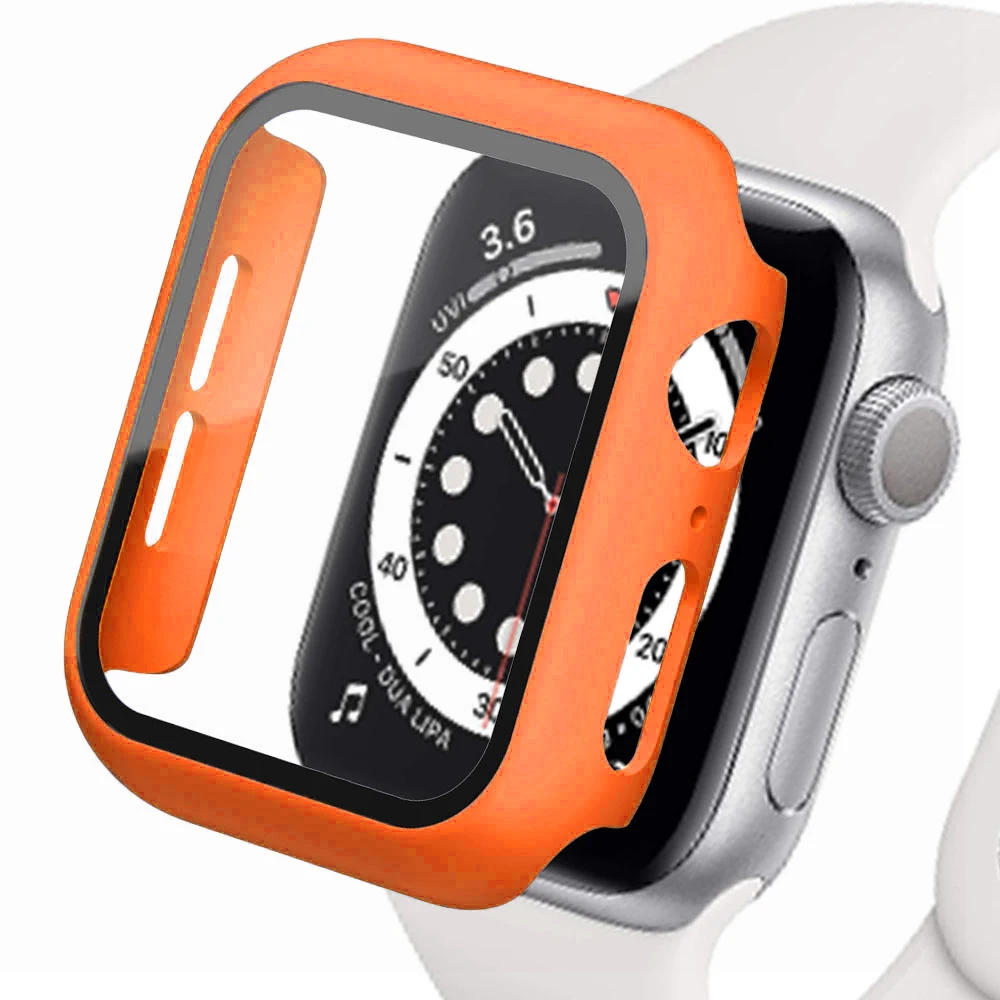 Gehärtetes Glas + Abdeckung für Apple Watch-Zubehör 46 mm 45 mm 41 mm 44 42 mm Displayschutzfolie iwatch-Gehäuse Serie 11 10 9 4 5 6 SE 7 8