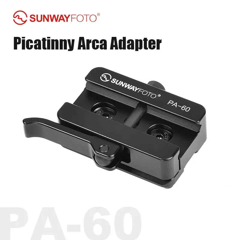 SUNWAYFOTO PA-60 Pica-tinny NATO Rail Adapter Arca-Swiss mocowanie do statywu, kompatybilny z Arca/RRS, blokada dźwigniowa