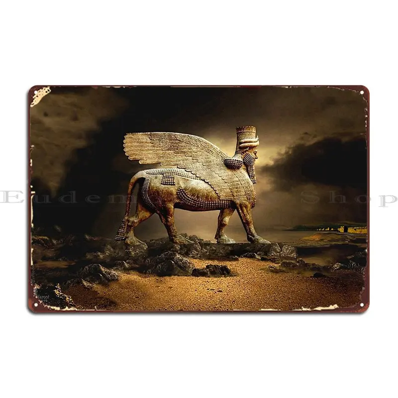 Assyrian Lamassu Classic Metal Plaque Classic Painting Create Decoration Club Bar Tin Sign Poster