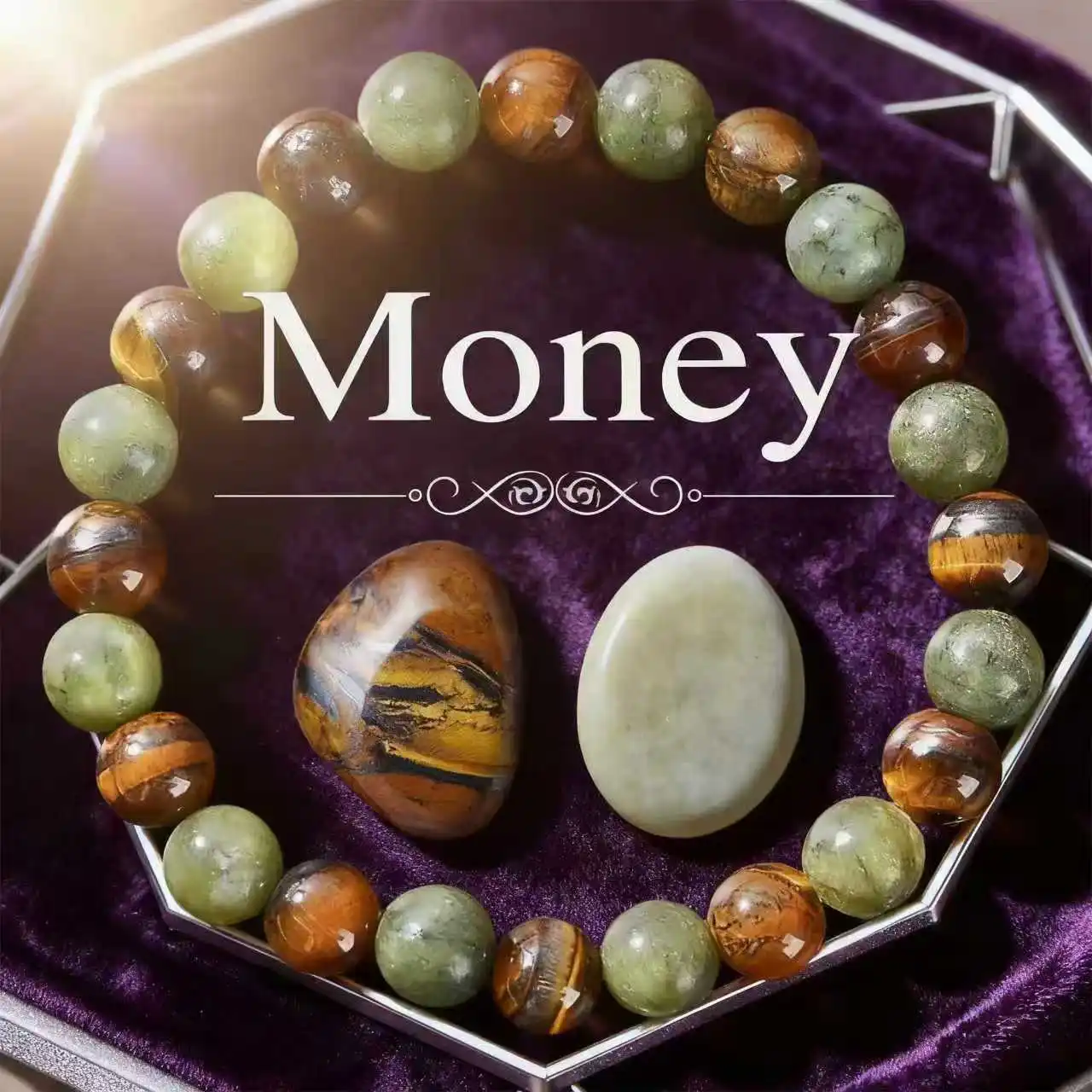 Tiger Eye Stone and Green Turquoise Chalcedony Unisex Bracelet Natural Wealth Power Energy Jewelry friendship bracelets gift