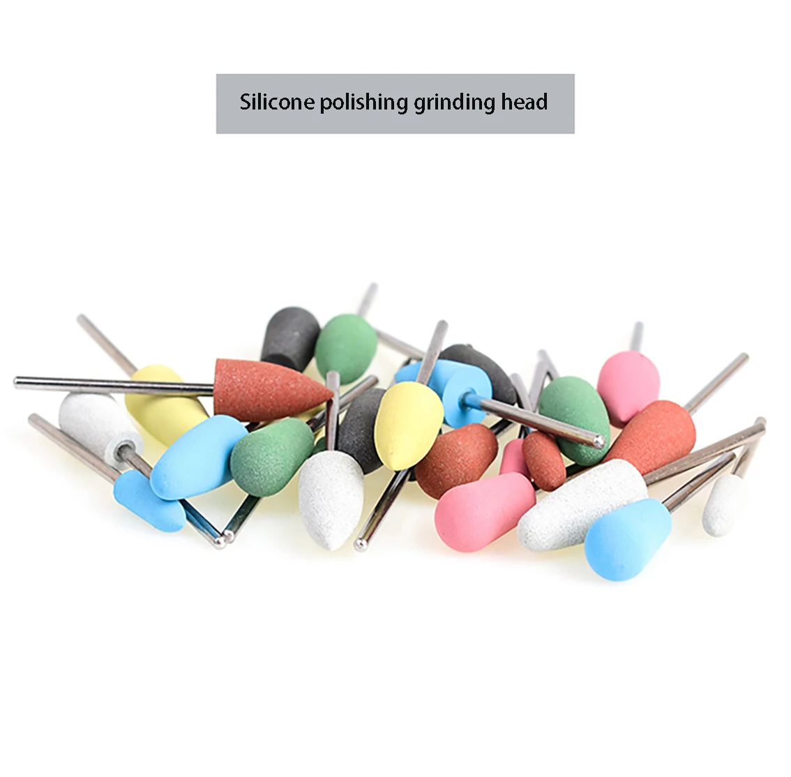 5PCS Silicone Grinding Head 2.35mm Handle Jade Carving Polishing Head Nail Buffering Polishing Grinding Tool