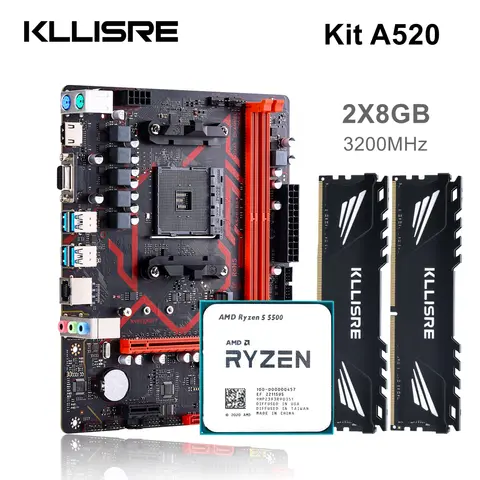 Kllisre A520 마더보드 키트 AMD Ryzen R5 5500 CPU DDR4 16GB 3200MHz 데스크탑 메모리