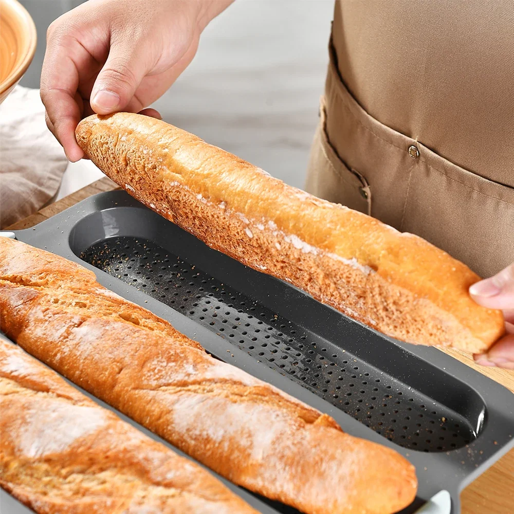 Silicone French Bread Baking Mold Cake Baguette Hot Dog Bread Molds Non-Stick & Easy Clean Heat Resistant Silicone Baking Tools