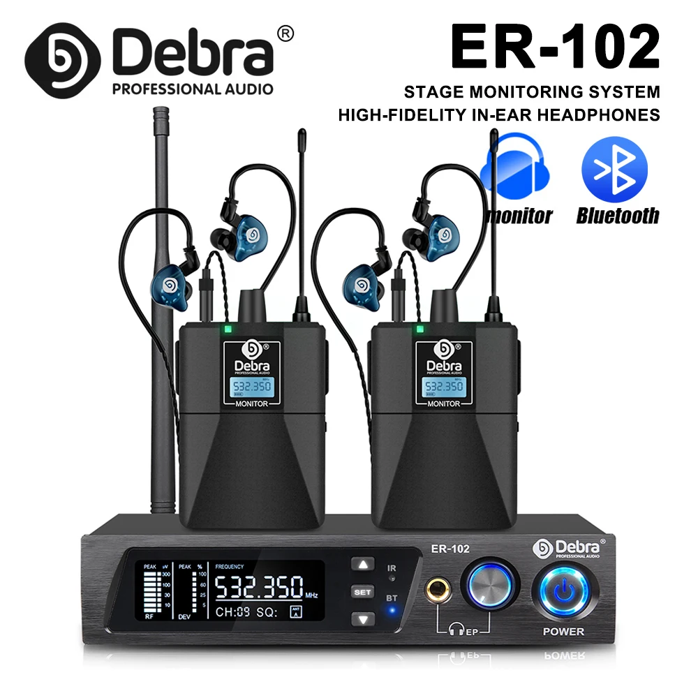 

ER-102 профессиональная сценическая Беспроводная система УВЧ с Bluetooth 5,0 для сцены, группы, барабанщика, небольших концертов