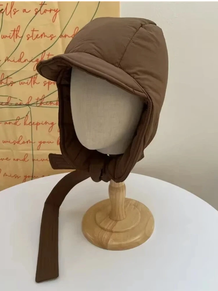 AliExpress NONE Men and Women's Bomber Hats Winter Korean Version New Ski Cold Cycling Thickened Warm Ear Protection Straps Pullover Caps