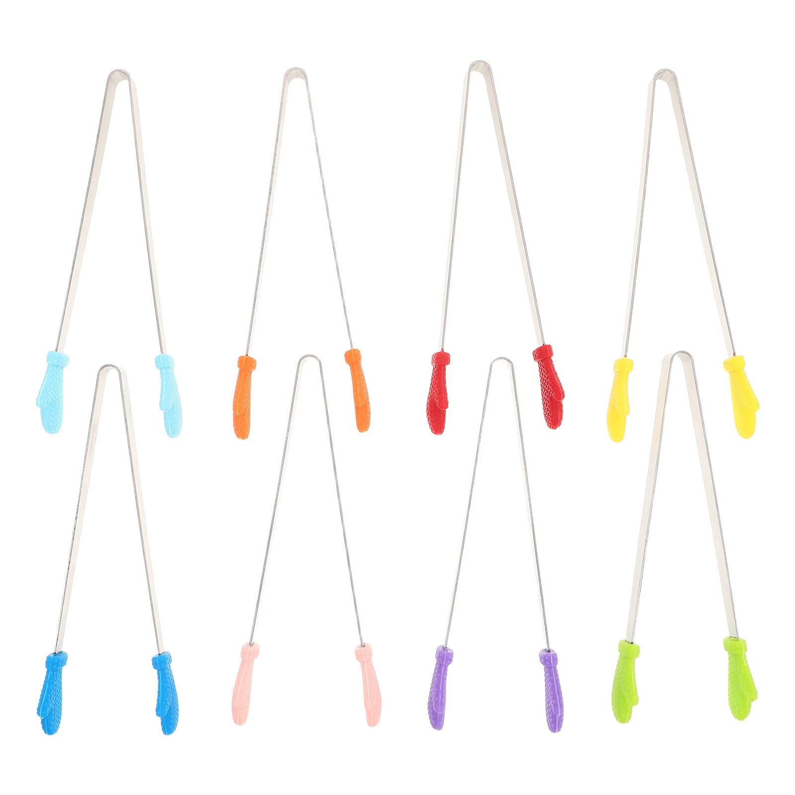 

8Pcs Mini Silicone Tipped Ice Tongs Food Serving Clip Small Stainless Steel Kitchen Cooking Bbq Appetizer Salad Tongs