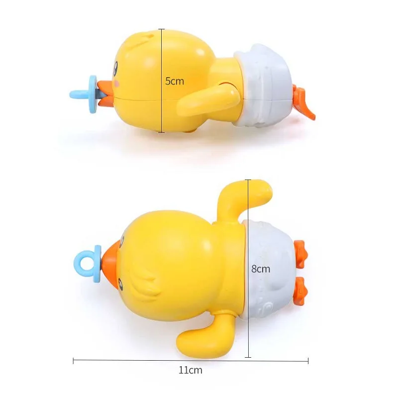 Baby Bath Toys Water Chain Clockwork Bathing Cute Swimming Yellow Duck Toy Toddler Pool Beach Classic Toy For Kids Water Playing