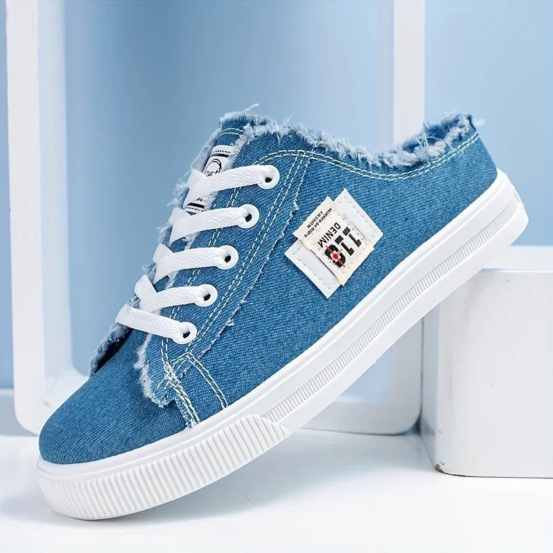 Damesmode Platte Sneakers Casual Kant Ronde Neus Anti Slip Canvas Schoenen Casual Walking Glijbanen Schoenen