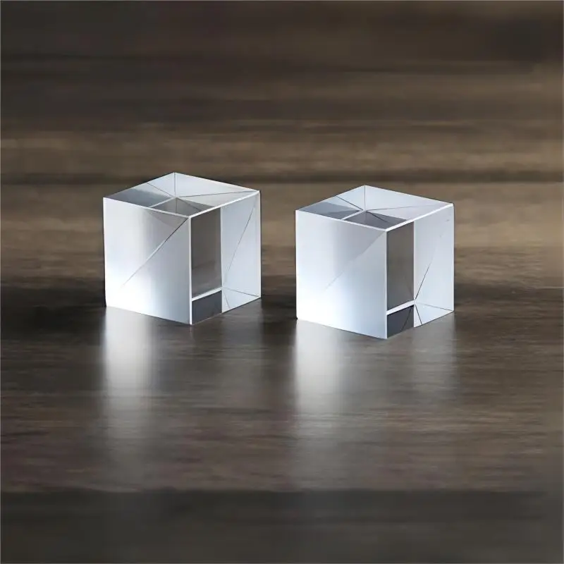 Cube Beamsplitters Prism Manufacturers Custom Semi-Reflective Semi-Transparent Broadband Visible  Cube Optical  Splitting Lens