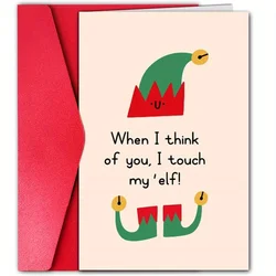 1pc, Christmas time card, Merry Christmas card, December Christmas card, funny elf Christmas card, cute elf hat shoes card