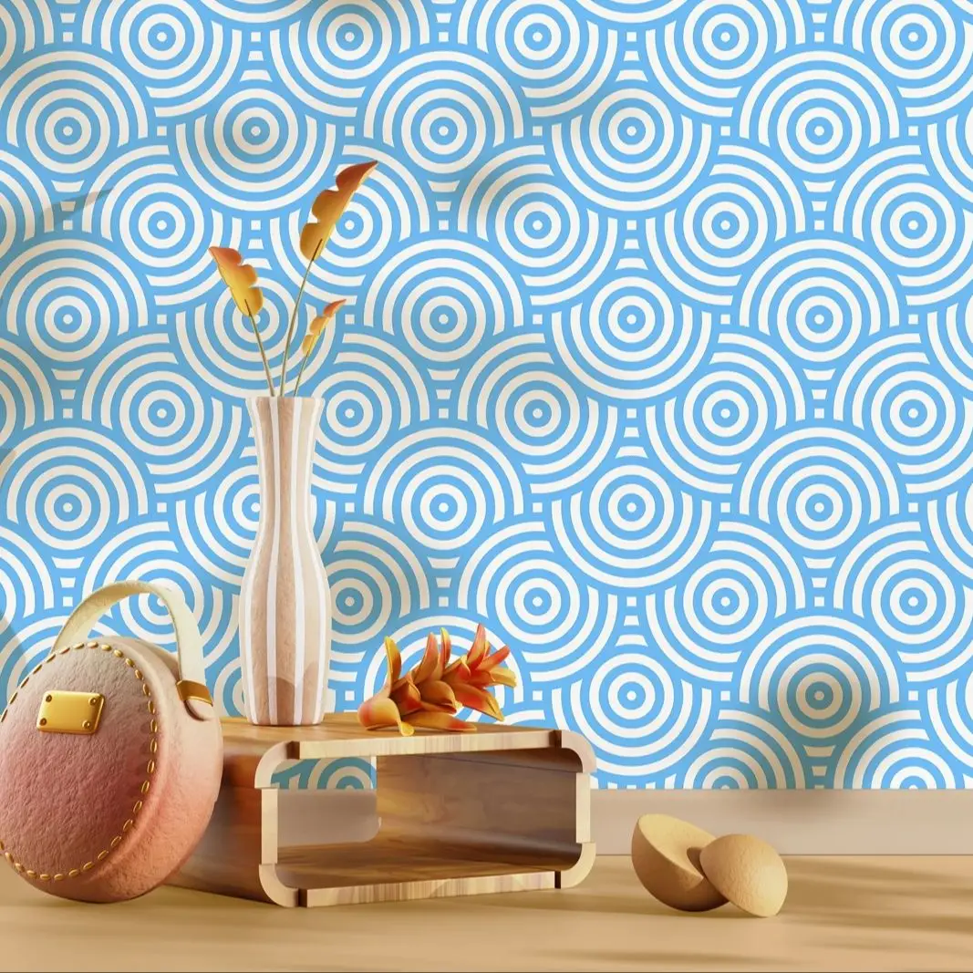 

Свежие синие и белые круглые декоративные наклейки на стены, очаровательные световые круглые самоклеящиеся обои, настенная бумага для домашнего декора, БЕСПЛАТНО ПВХ