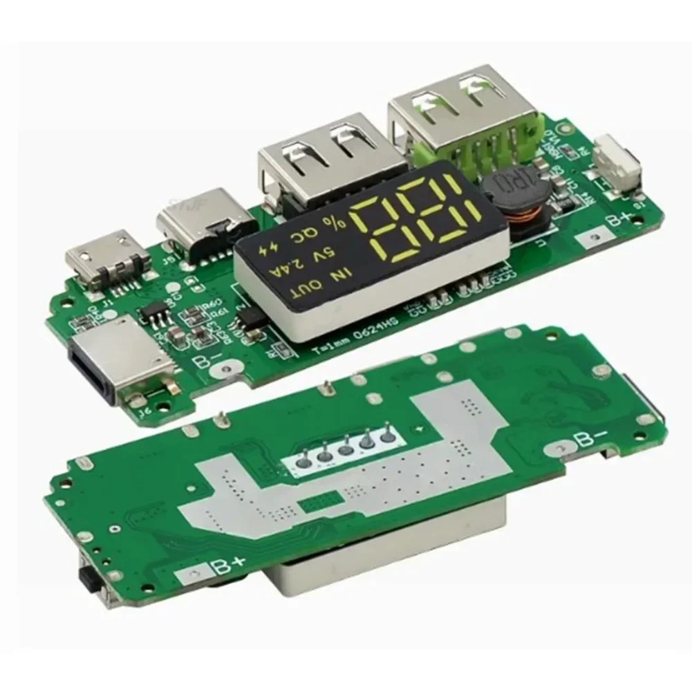 2PCS Lithium Battery Digital Display Charger Module 5V 2 4A Dual USB Board With Overheat And Short Circuit Safety