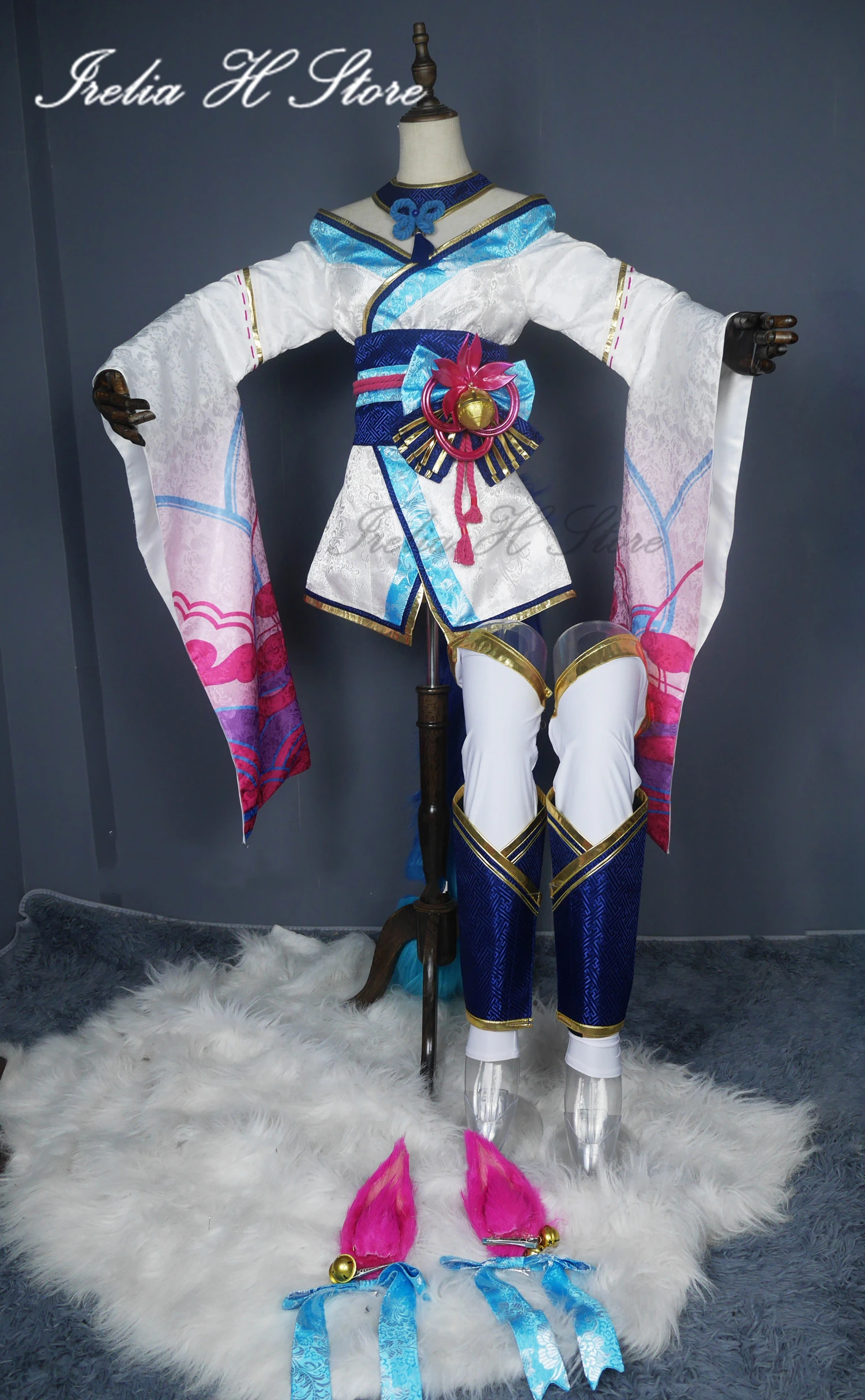 

Irelia H Customized LOL Cosplays Custom size Spirit Blossom Ahri Cosplay Costume kimono dress female shoes ball full set