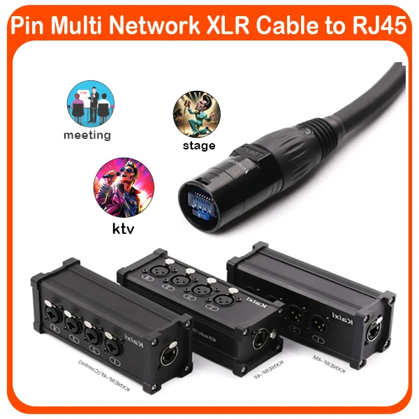 

1Pcs/1Pair 4 Channel 3 Pin Multi Network XLR Cable for Stage Sound Lighting /Recording Studio Male and Female To RJ45 Ethercon