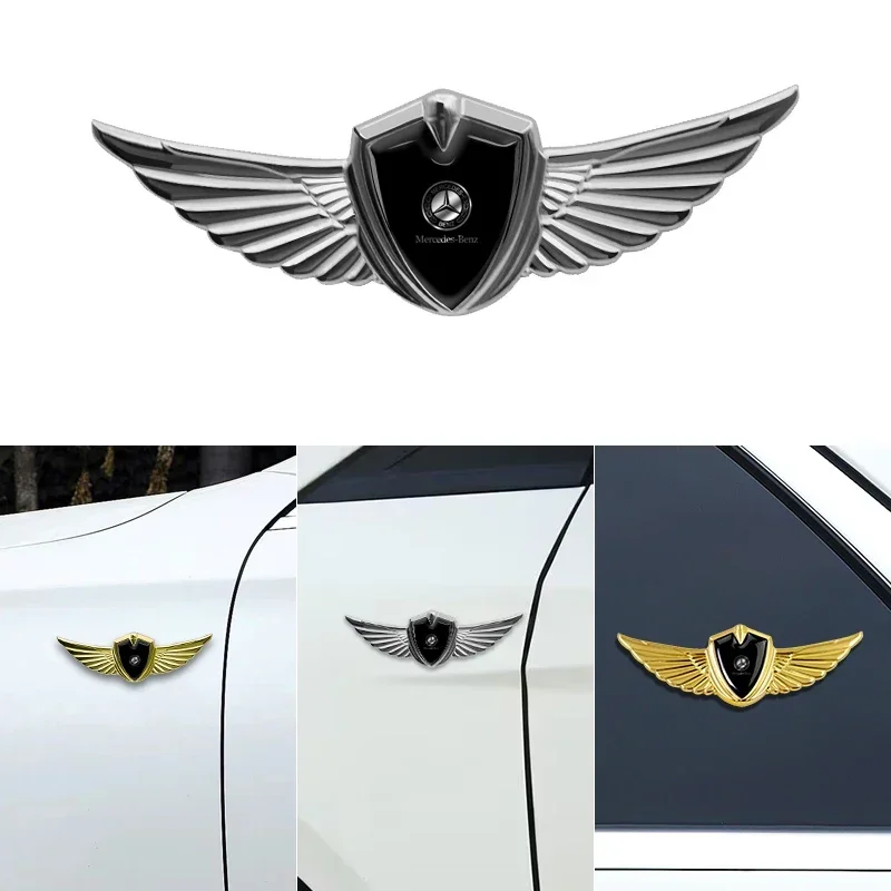 Car Styling 3D Metal Wings Trunk Side Window Body Sticker Decal For Mercedes Benz AMG C350 C250 C300 W204 W108 W124 W126 W169