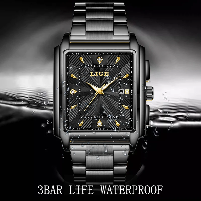 LIGE Business Luxury Watches Men Waterproof Luminous Mens Watch Fashion Sport Stainless Steel Man Quartz Wristwatch Reloj Hombre