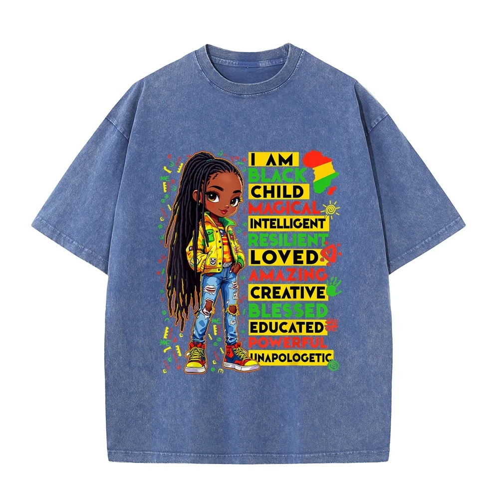 T Shirts For Man I Am Black Child History Month African American T-Shirt Luxury Brand Round Neck Casual Tee USA Style Designer