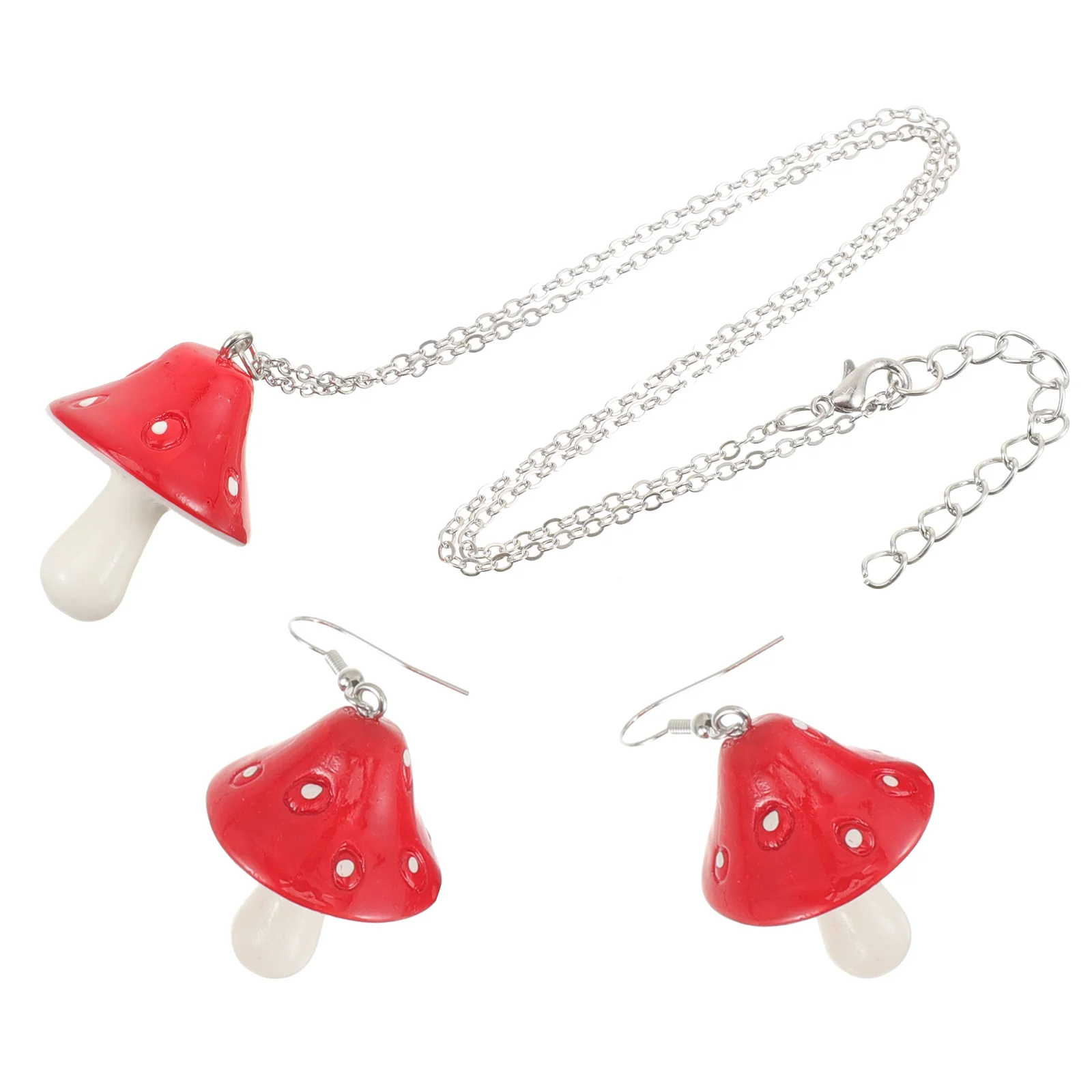 Collier champignon végétal Miss ras du cou pour femme bijoux rouges résine femmes