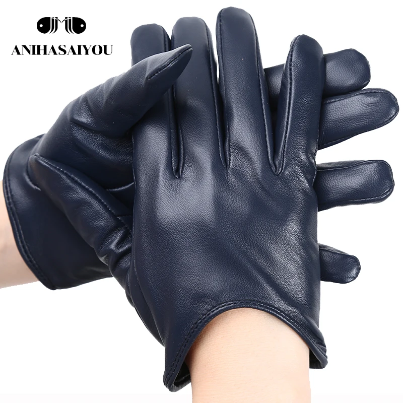 Guantes de piel de oveja a la moda para mujer, guantes de cuero para conducir, guantes táctiles finos, mantienen el calor, guantes de Invierno para