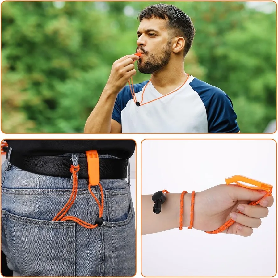 صفارات الطوارئ مع صفارة السلامة الحبل بقاء Shrill بصوت عال صافرة بحرية مع حبل عاكس قابل للتعديل لركوب القوارب #5