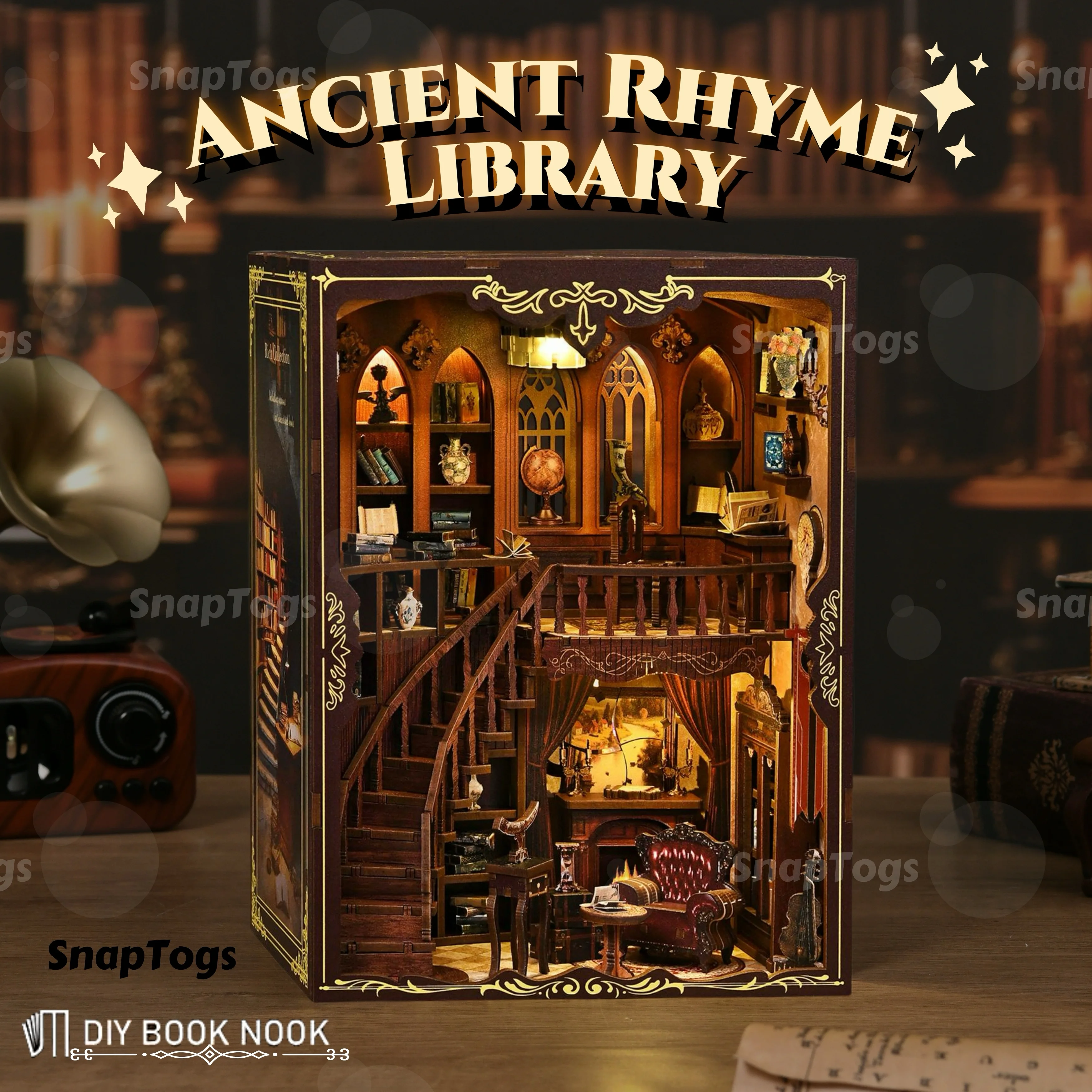 snaptogs-bibliotheque-vintage-livre-d'etude-coin-confortable-roombox-fait-a-la-main-petite-maison-de-poupee-miniature-avec-decor-d'angle-chaleureux-et-cadeau
