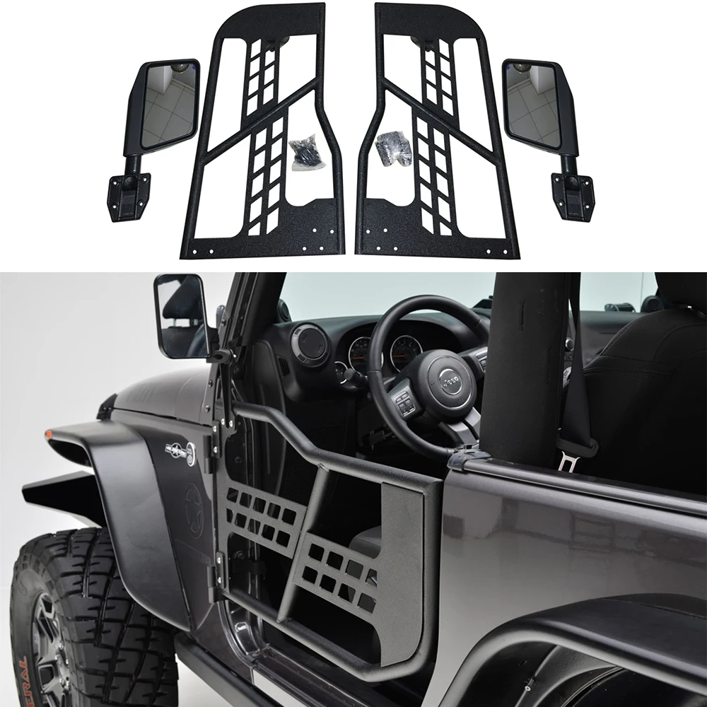 Steel Door Half Front Doors 2 Pieces Black With Side Mirrors Car 4X4 Off-road For Jeep Wrangler JK2007-2017 SXMA JL1172