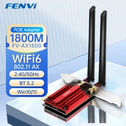 FENVI AX1800 WiFi 6 PCI-E Wireless Adapter BT 5.2 1800Mbps Dual Band 5Ghz/2.4Ghz 802.11AX MT7921 Network Wi-Fi 6 Card  Win 10/11