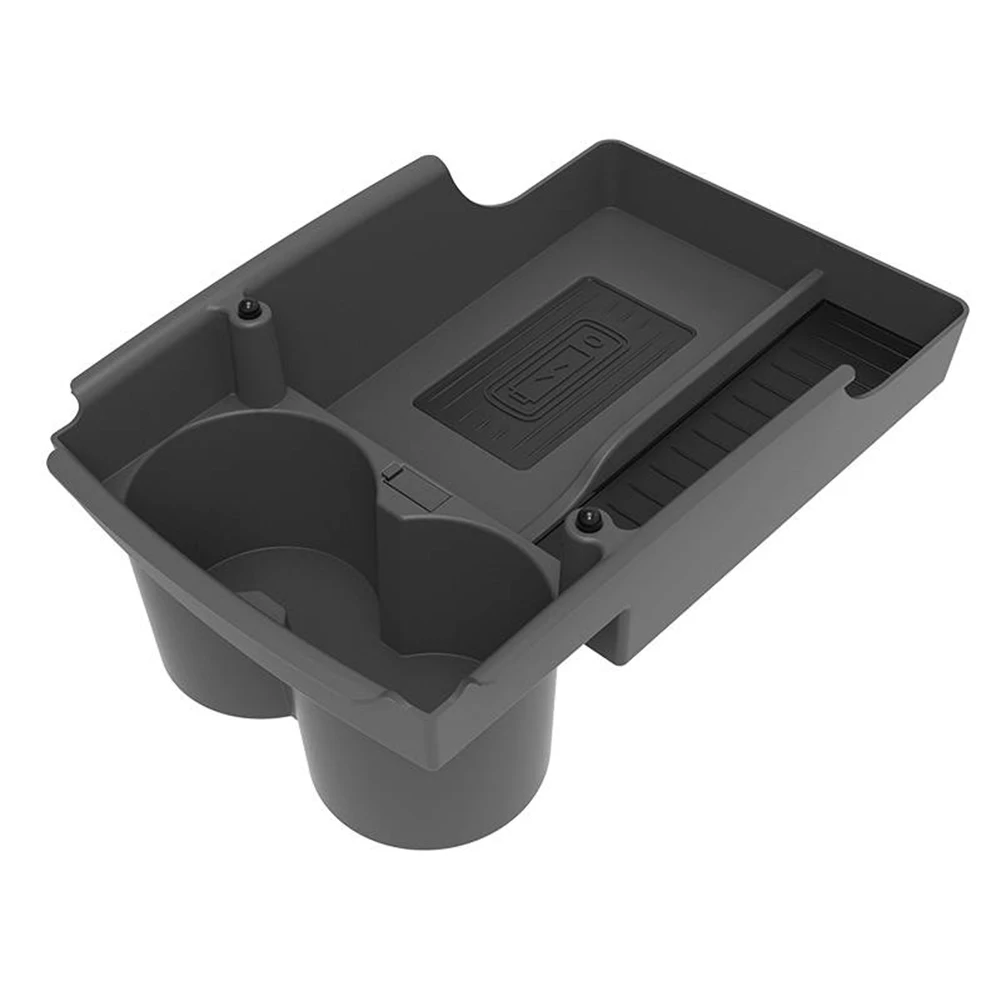 Estación de carga rápida antideslizante, cargador inalámbrico para coche de 10W, caja de almacenamiento para consola central Interior de coche para Tesla Model S X