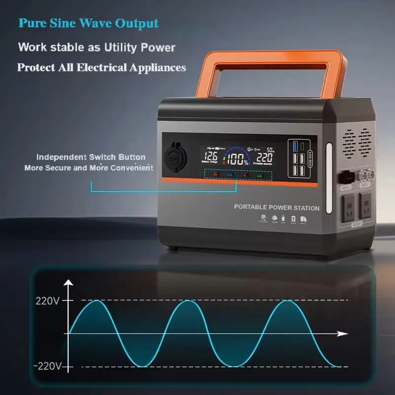 Brand New ES80 Portable Power Station 600W 600Wh Lithium Battery Solar Generator MPPT for Outdoors Camping Travel Blackout