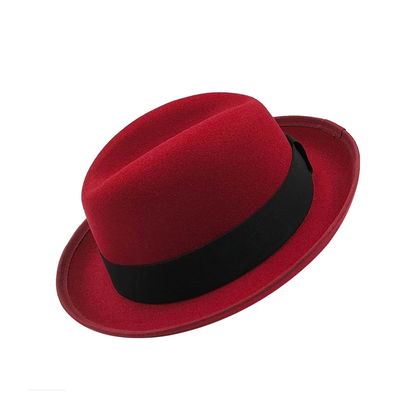 2023 Casual Fashion Classic Gentleman Autumn Winter Short Brim Felt Fedora Hat Men Elegant Solid Color Panama Vintage Top Hat