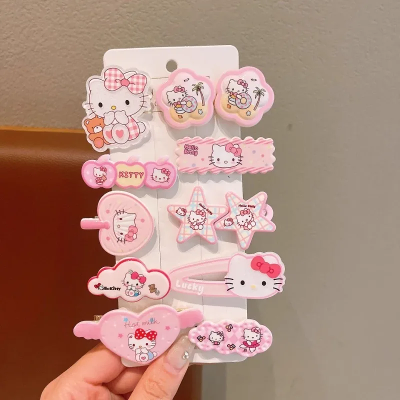 Kawaii Hello Kitty Haar Clip Set Leuke Cartoon Zoete Meisje Hart Verbrijzeld Haar Hoofddeksels Vrouwen Levert Student Gift Groothandel